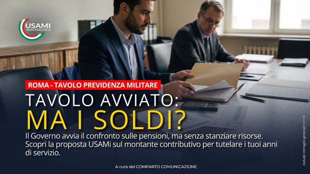 PREVIDENZA MILITARE: AL VIA IL TAVOLO TECNICO CON LA FUNZIONE PUBBLICA. USAMI: «SENZA RISORSE NON BASTANO LE BUONE INTENZIONI»